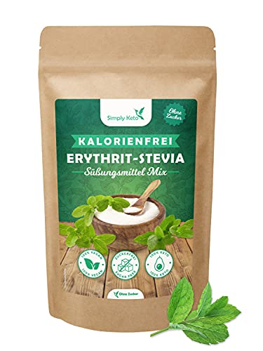 Simply Keto Erythrit Stevia Mix 400g - Natürlicher Zuckerersatz ohne Kalorien - Stevia Erythrit Mischung mit 100% Süßkraft wie Zucker - Vegan - Geeignet für Lower Carb* & Ketogene Ernährung