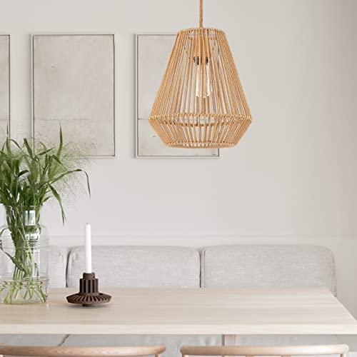 Mhytogn Woven Pendant Lights Hanging Lamp With 12" Hand Rattan Basket Shade Antique Brass Brush Paint Finish For Kitchen Island Farmhouse Dining Room Bar Bedroom Foyer Hallway #TOP6