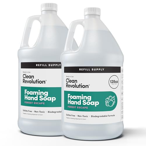 Image of Clean Revolution Foaming Hand Soap Refill with Real Essential Oils, Moisturizing Sulfate-Free Hand Soap, Ready-to-Use Foam Soap Refill for Kitchen & Bathroom (Forest Escape) 128 Fl Oz, 2 Pack