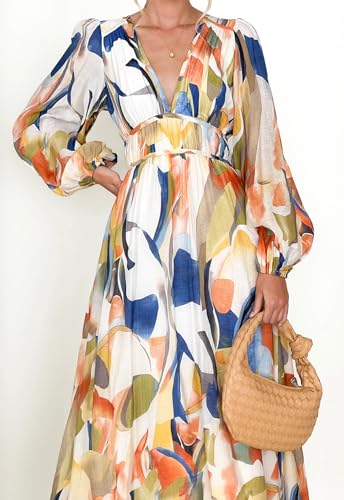 Sissyaki Women's Long Sleeve Boho Floral Maxi Dress Summer Fall Wedding Guest Dress3