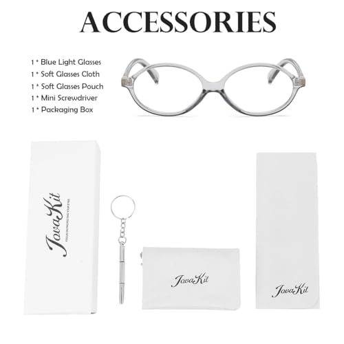 Image of JOVAKIT Retro Oval Blue Light Blocking Glasses for Women Vintage Fashion 90s Small Oval Frame Eyeglasses