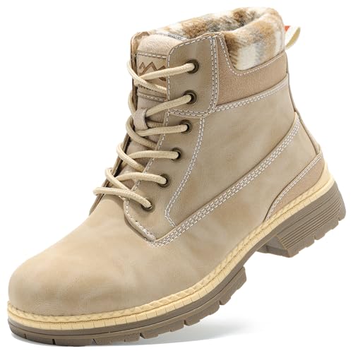 Winter Hiking Boots For Women - Outdoor Waterproof Lightweight Ankle Boots for Women 2025 Work Backpacking Shoes Fall 8, Beige
