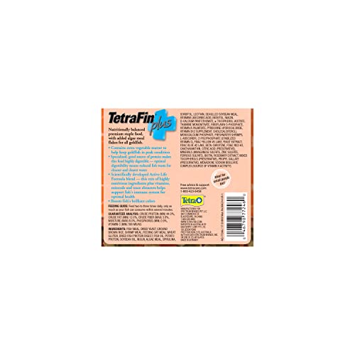Tetrafin Plus Goldfish Flakes 2.2 Ounces, Balanced Diet, With Algae To Promote Health,Oranges #TOP4