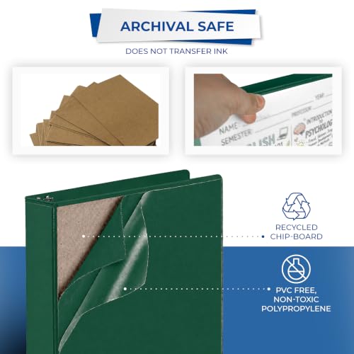 Image of Samsill Durable 1.5 inch 3 Ring Binder, D Ring Binder, 100% Recycled Chipboard, Green, 12 Pack
