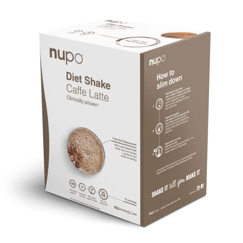 NUPO® Diät shakes zum abnehmen Glutenfrei [Caffe Latte - 12 Portionen] - Abnehm Shake für Frauen & Männer - Abnehmen Pulver - Trinkmahlzeit Mahlzeitenersatz Shake abnehmen - Slim Shake