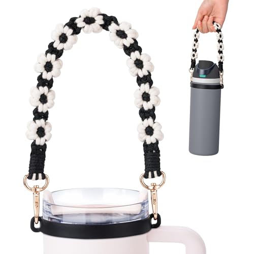 Image of Water Bottle Handle Strap for Stanley Cup, Owala and Most 12-40oz Bottles | Handle Strap for Hydro Flask, for HydroJug, Easy To Carry, Boho Hand-Woven, for Commutes, Outdoor Use