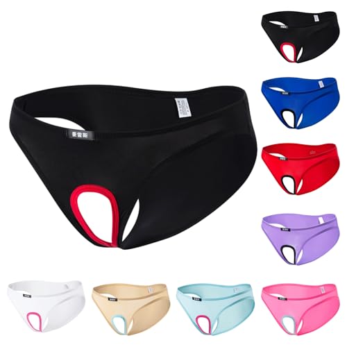 Men's Sexy Underwear Briefs with Front Holes Ice Silk Boxer Briefs3