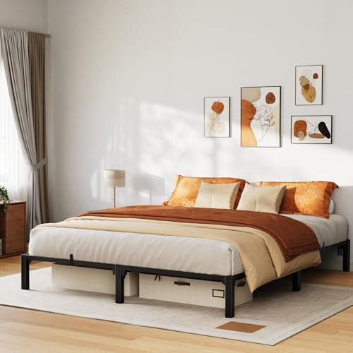 GarveeHome 10 Inch Full Tool-Free Bed Frame, Heavy Duty Metal Platform Bed Frame with Durable Iron Slat Support and Legs, No Box Spring Required, No Screws Needed, Support Up to 800 Lbs