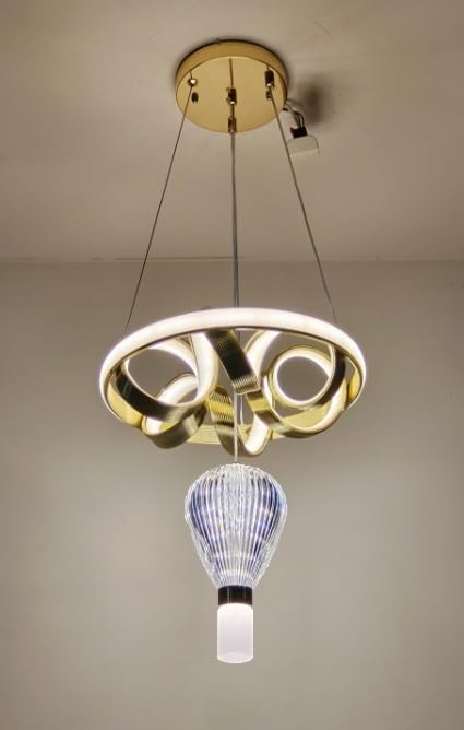 Image of Avior aluminium Modern LED Chandelier, Creative 3 Ring Pendant Lamp with Height-Adjustable Pendant Light, Living Room Chandelier, Bedroom, Dining Room Pendant Light (Ch22)
