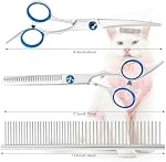 5 in 1 Dog Grooming Scissors Set with Safety Round Tips Stainless Steel Pet Grooming Kit Used for Dogs Cats Pets with Cutting Scissors, Thinning Shear,Grooming Comb