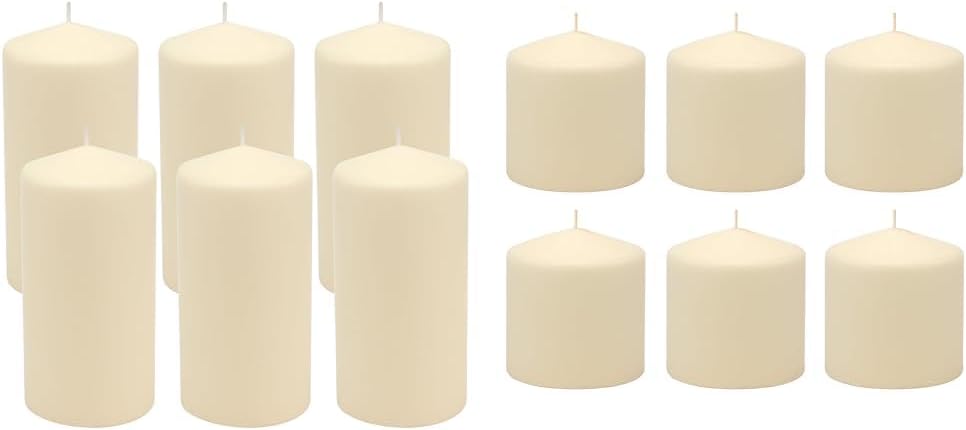 Stonebriar Unscented Ivory Pillar Candles Set, Set of 6, 3x6 and 3x3