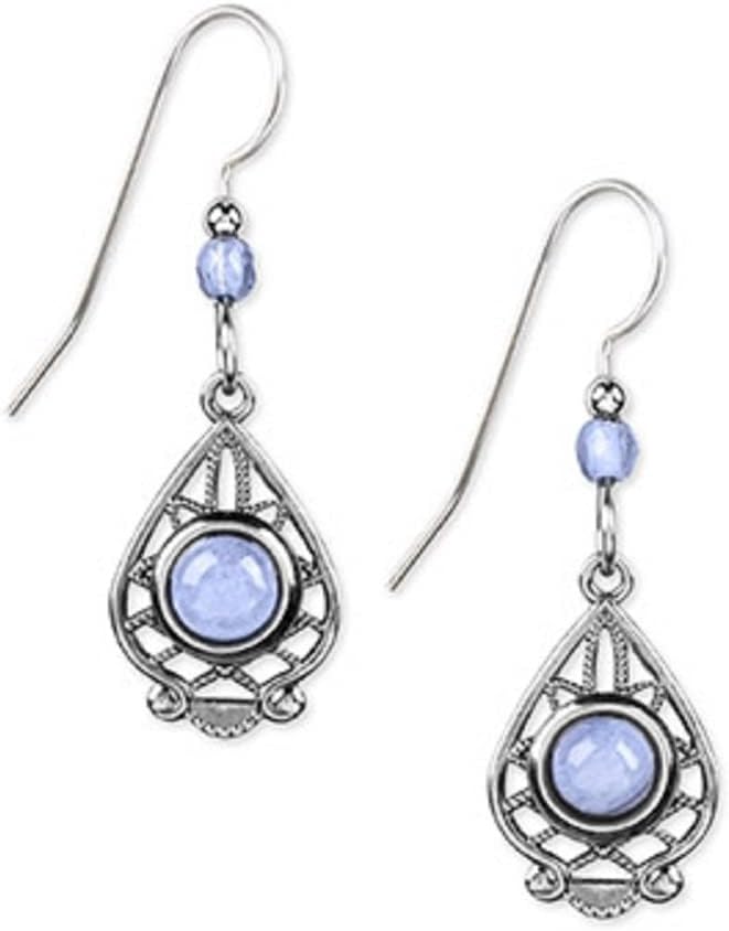 Silver Forest Silvertone Dangle Earrings with Agate Stone