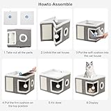 JF HOME BLISS Cat House for Indoor Pets 2 Layer Large cat cave with Scratch Board and Ball (Flax, 1) - Image 5