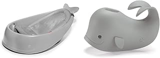 Skip Hop Baby Bath Tub, 3-Stage Smart Sling Tub, Moby, Grey & Baby Bath Spout Cover, Universal Fit, Moby, Grey