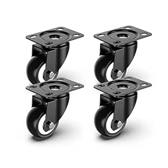 1.5 Inch Dia Heavy Duty 200KG Black Polyurethane Swivel Castor Wheels ...