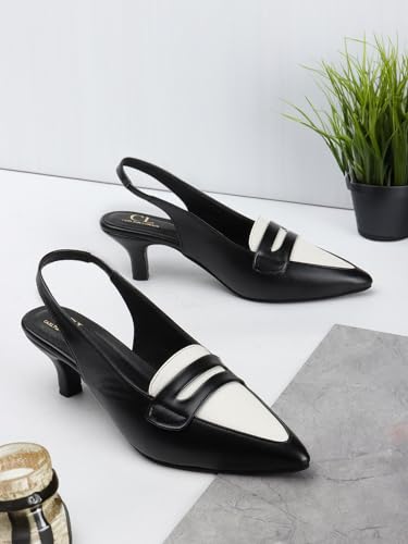 Image of Carlton London Women Stylish Backstap Sandal with Kitten Heels, Pointed Toe for Casual Wear