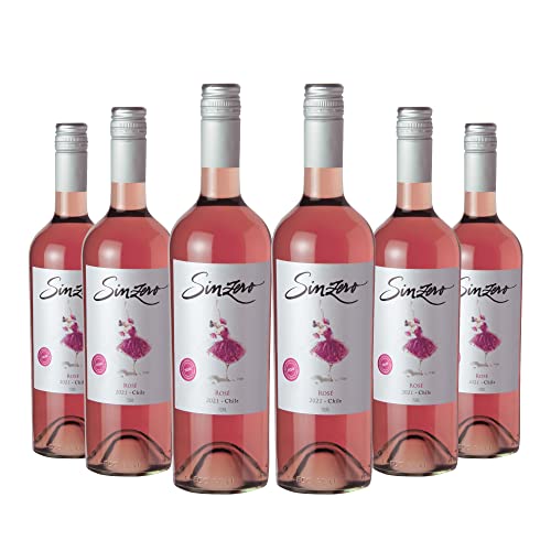SINZERO - Non-Alcoholic Rosé Wine - 750 ml (25.4 Fl Oz) 6 Pack - Fruity with Strawberry &amp; Cherry Notes - Low Calorie, Vegan Friendly - Made in Chile