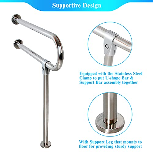 Non-Slip Handrail 304 Stainless Steel Handrail Disabled Toilet Toilet Barrier-Free Railing Handrail Guardrail Frame Shower Aid Handrail Hand Grips #TOP1