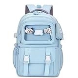 Ladies backpack faculdade escola saco impermeável saco reforçado(azul LC-3205#)