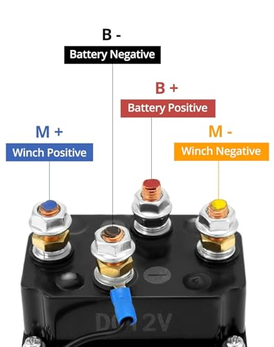 Image of QWORK Solenoid Relay, 12V 250A Winch Relay Solenoid Replacement Contactor for 3000-5000lbs ATV UT Winch Control