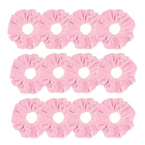 12 Pcs Large Velvet Scrunchies for Thick Long Hair Scrunchies Hair Ties Women Girls Hair Ponytail Holder (Pink)