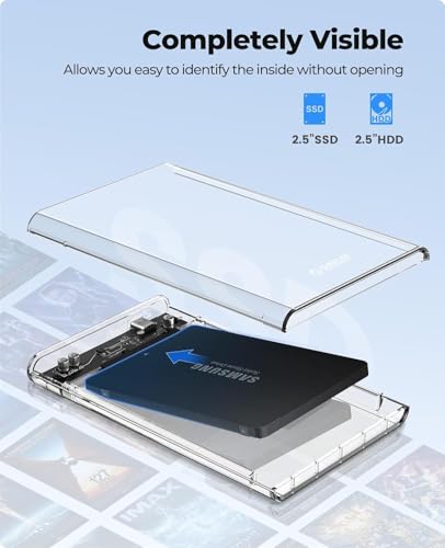 Image of Sounce 2.5 inch SATA SSD Enclosure Case, SATA to USB C 3.1 Tool-Free External Hard Disk Case with Fast Transfer Speed Up to 6 Gbps & Up to 1TB Storage Capacity Compatible for 2.5 SSD /HDD