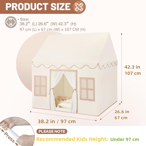 Kids Play Tent Indoor: with Mat, Tassel Garland, Star Lights - Girl Tent Indoor Playhouse for Kids Toys for Boy Girl Bir - Additional View