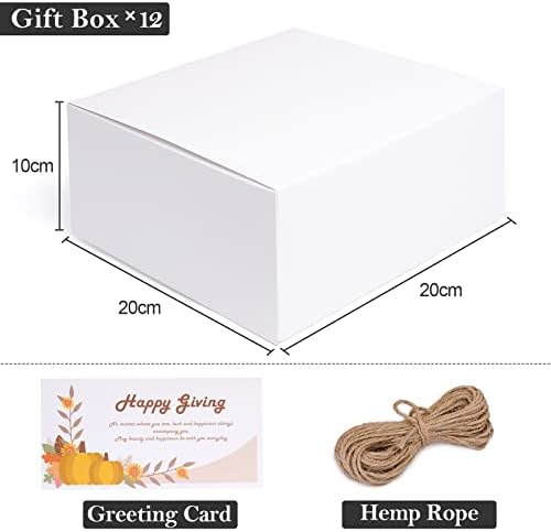 20x20x10cm White Gift Boxes With Lids for Empty Box, TivsiVer 12Pcs Presents Boxes for for Gifts, Paper Wedding Favor Boxes,Birthday Gift Box Bulk, Party Favor Boxes