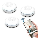 Alarma fuerte de 85 dB ----Cada detector cuenta con una alarma ultraligera de 85 dB, no requiere cableado ni configuración. Cuando se detecta agua, suena una alarma (volumen de alarma: > 85 dB(A) @ 1 metro) y el LED rojo parpadea rápidamente.