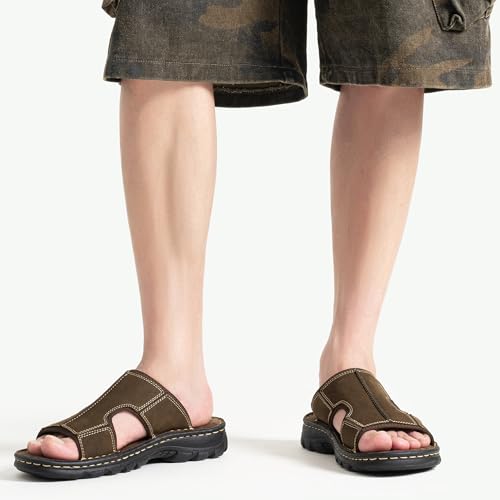 Jousen Sandals for Men Leather Slip on Mens Sandals Outdoor Men's Beach Slide Slippers2