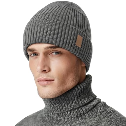 FLEERNIO Mütze Herren, Winter Warm Strickmütze Wintermützen Weiche Wollmütze Damen,Unisex Winter Beanie Grobstrick Mütze Haube Herren für Männer Weihnachten