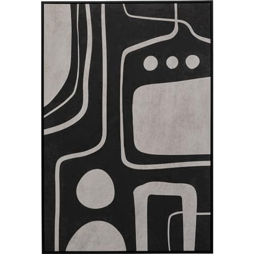 Kare Tableau mural design Artistic Blacky noir et blanc rectangulaire encadré Peint à la main Art abstrait Tableau mural design moderne pour chambre à coucher, salon,...