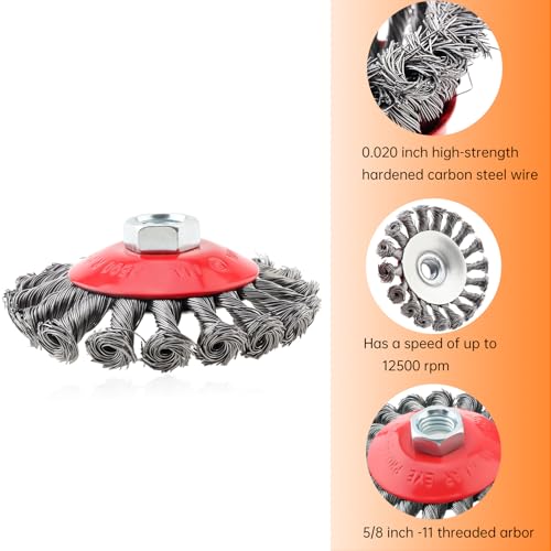Image of ChgImposs Wire Wheel 8 Pack 4 Inch Angle Grinder Wire Brush with 5 /8 Inch Threaded Arbor Suitable for 4 1 /2 Angle Grinder， Coarse Crimped Twisted Knotted Cup Brush for Rust and Paint Removal