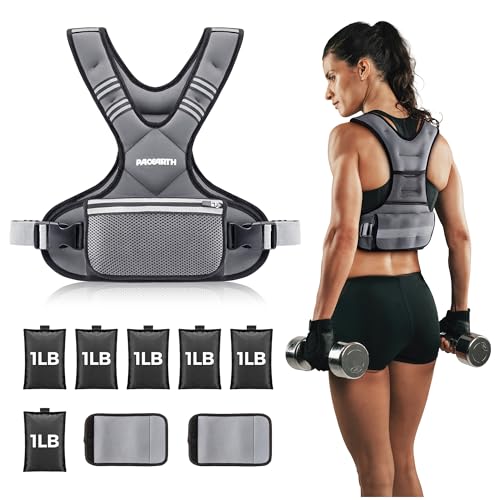 Adjustable Weighted Vest PACEARTH Ironsand Weight Vest with Six 1-Pound Adjustable Weights 4-10 lbs Total Big Zipper Pouch Home Workout Weight Vest for Men and Women in Cardio and Strength Training