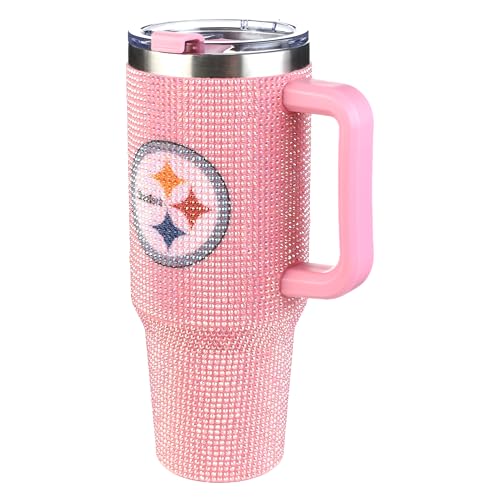 Image of The Memory Company Officially Licensed 40oz Pink Bling Game Day Tumbler, Pittsburgh Steelers