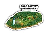 Inscription claire « DOOR COUNTY PENINSULA – WISCONSIN, USA » intégrée dans le design