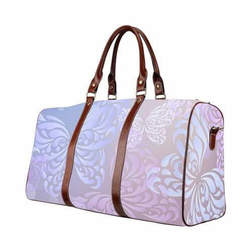 Overnight Bags For Women Abstracts Background With Butterflies Foldable Travel Duffel Bag Tote Carry On Luggage Bag(Type-1,18.62"x 8.5"x 9.65")2