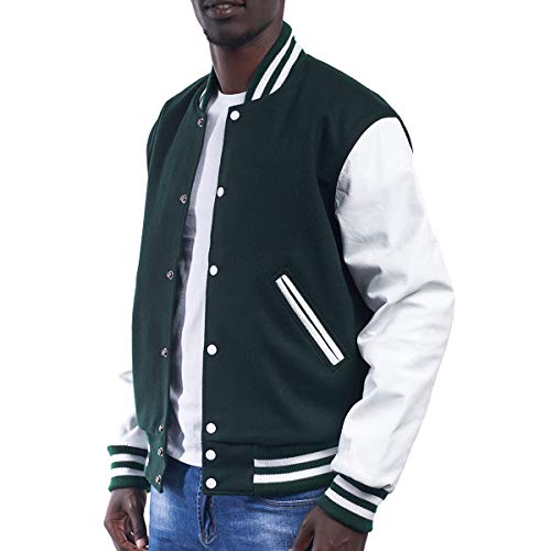 Image of Varsity Base Letterman Jacket (16 Color Options) S to 5XL (Wool, Leather Sleeves)