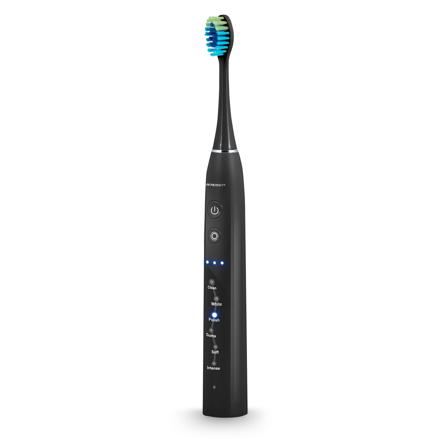 Berdsen Cepillo de dientes eléctrico - Paquete doble - Cepillos de dientes sónicos - 6 modos de cepillado - 3 niveles de intensidad - 6 cabezales - negro - blanco