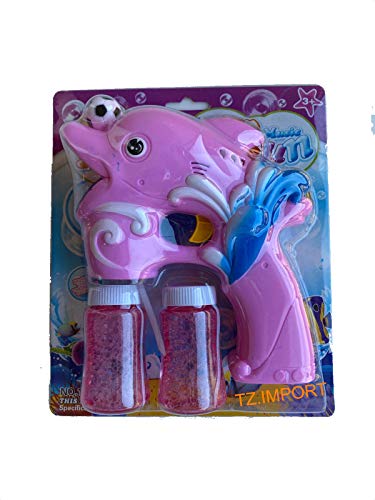 Pistola Bolha De Sabão Com Luz Musical Infantil Golfinho Rosa