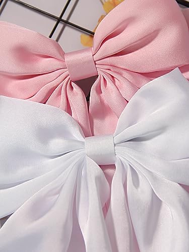 Pinzas de cabello Furling Pompoms 3 pcs satín negro blanco rosa miniatura 6