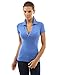 PattyBoutik Women V Neck Short Sleeve Polo Shirt (Blue Medium)