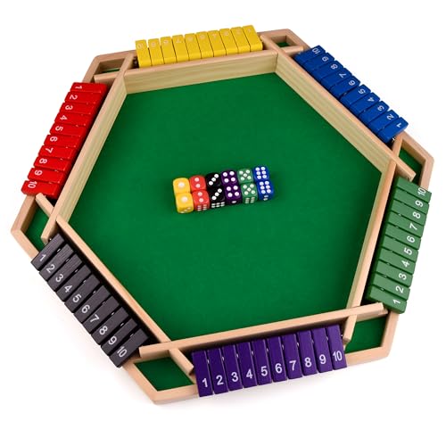 Havnidy Shut The Box Brettspiele, hölzernes Tischspiel für 6 Spieler, Klassische Würfelspiele, Reisespiel, traditionelles hölzernes Mathematik-Würfelspiel für Kneipen, tolle Brettspiele für die ganze