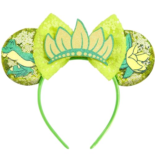 HAMUTH Mouse Ears Headband,Princess Tiana Ears for Women Girls Boys,Princess Tiana Party Decorations for Party Trip Parks CospLay Accessories