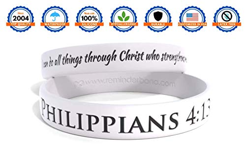 Reminderband - Philippians 4:13 100% Silicone Wristband - Silicone Rubber Bracelet - Christian Religious Events, Gifts, Support, Causes, Fundraisers, Awareness - Men, Women, Kids (Medium) #TOP5
