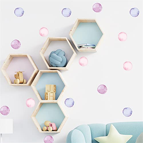 Rofarso 120 Decals 2.2'' Pink Purple Watercolor Polka Dots Wall Decals Stickers Diy Removable Peel & Stick Wall Art Decorations Home Decor For Nursery Bedroom Living Room Playing Room #TOP2