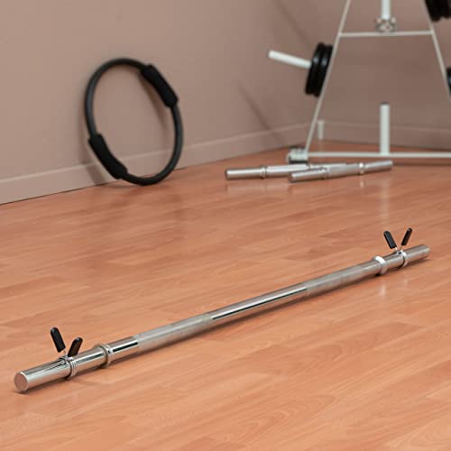 Foto von MAXXIVA® Langhantelstange - 120/140/160/180 cm, 30mm, bis 300kg, Stahl, Chrom, Federverschluss - Langhantel, Hantelstange, Langhantel-Stange, Bankdrücken (Silber, 120 cm)
