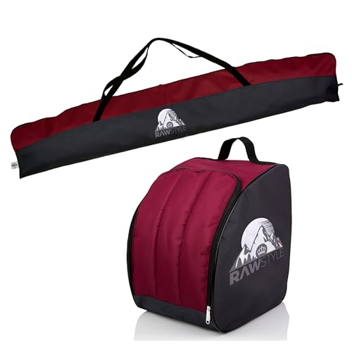 Rawstyle Skidväska set med pjäxväska, skidväska, 160 cm eller 180 cm, vattentät, skidväska, skidskydd, vintersport, kombi...