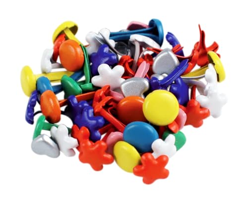 Attaches parisiennes 5 mm, 50 pcs, rond, fleur, cœur