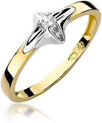 Anillo de compromiso para mujer, oro amarillo 585 de 14 quil...